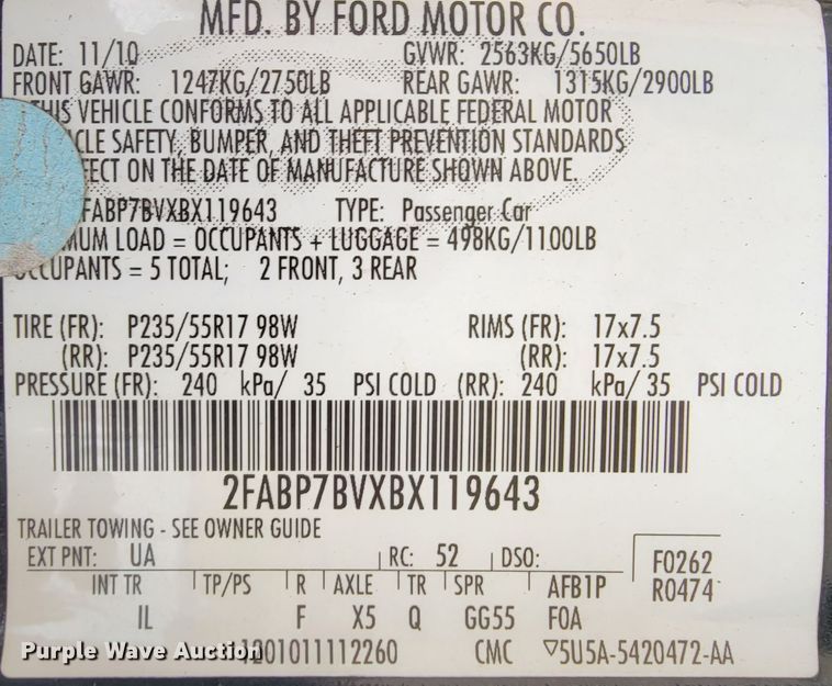 image for item FL9136 2011 Ford Crown Victoria Police Interceptor