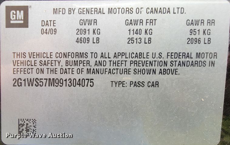 image for item FL9142 2009 Chevrolet Impala Police Cruiser