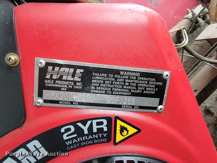 image for item FL9152 Hale HPX200-B18 brush fire skid unit