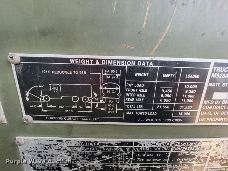 image for item FL9188 1991 BMY M923A2  flatbed truck