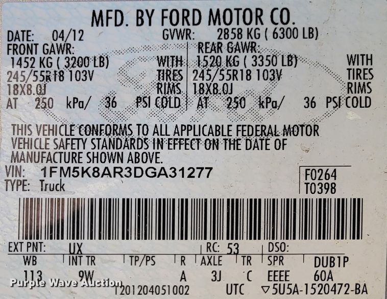 image for item FL9198 2013 Ford Explorer Police Interceptor  SUV