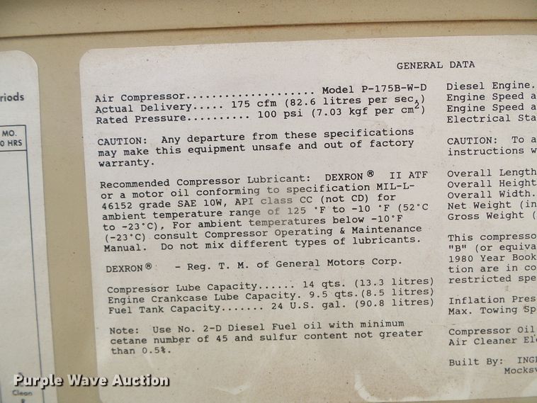 image for item GR9422 Ingersoll Rand 175  air compressor