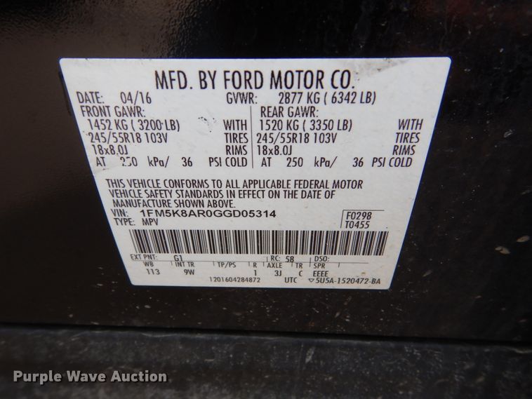 image for item HE9506 2016 Ford Explorer Police Interceptor  SUV