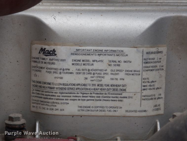 image for item HE9559 2011 Mack GU  dump truck