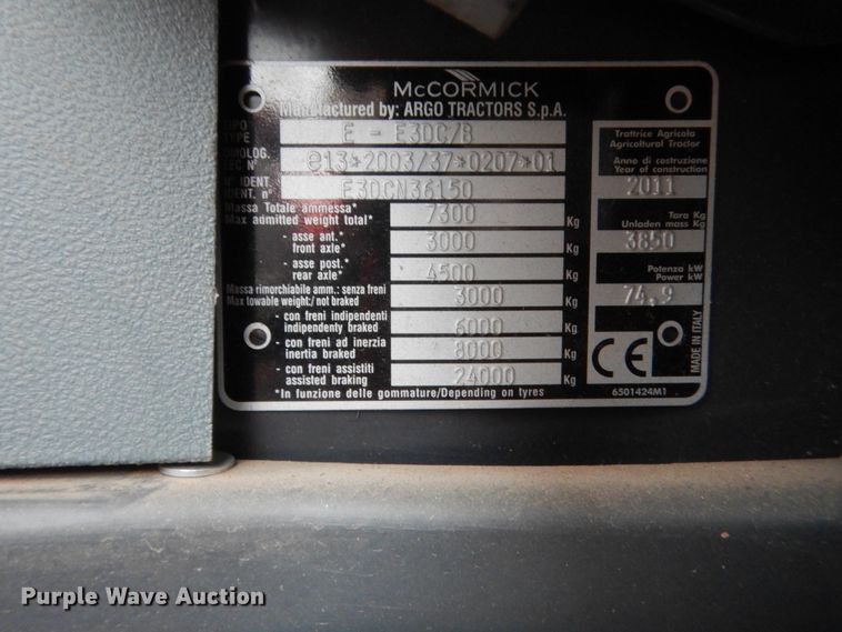 image for item HG9500 2011 McCormick T110 Max  MFWD tractor