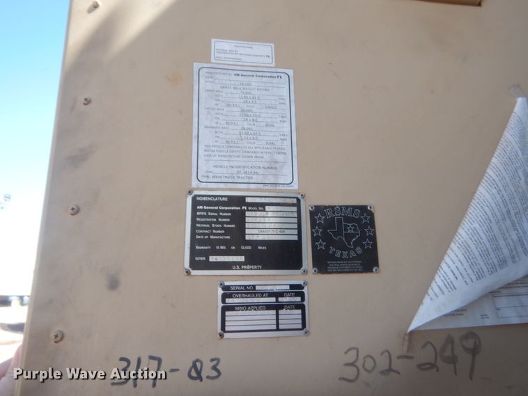 image for item HG9514 1981 Am General M916  truck cab and chassis