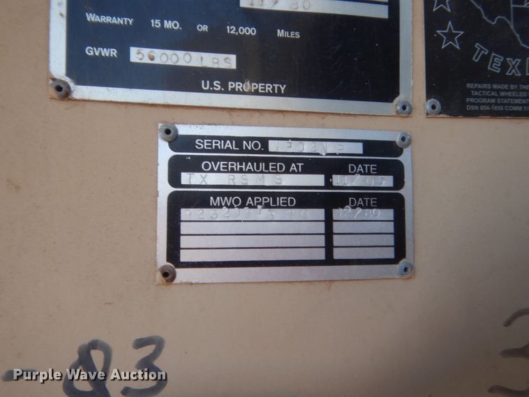 image for item HG9514 1981 Am General M916  truck cab and chassis