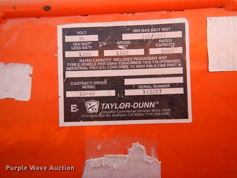 image for item HU9222 Taylor Dunn B248  utility cart