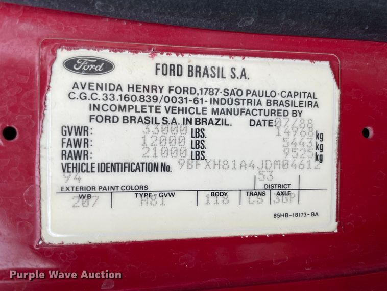 image for item II9324 1988 Ford CF8000 pumper fire truck