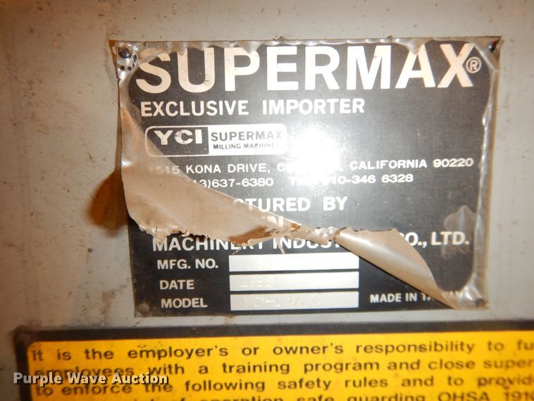 image for item IJ9277 1985 Supermax milling machine