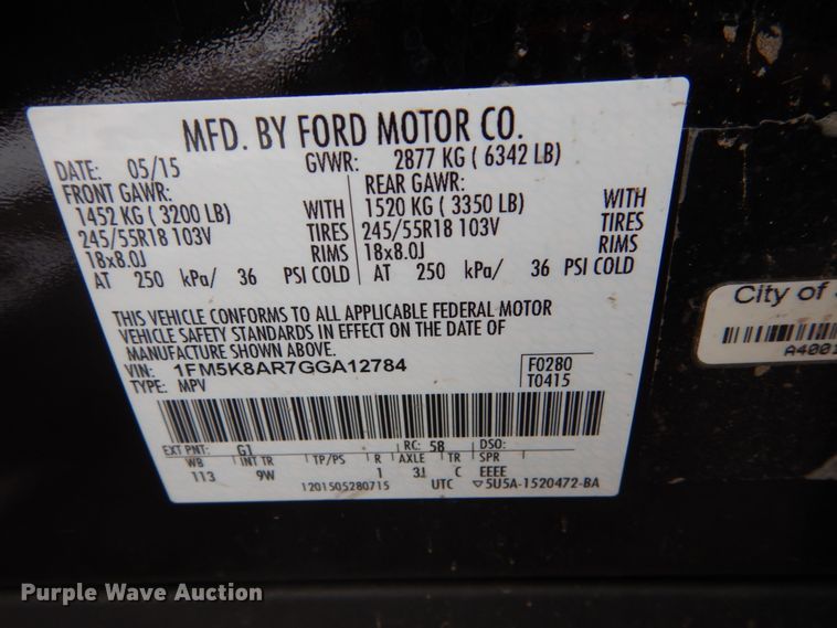 image for item IK9962 2016 Ford Explorer  SUV