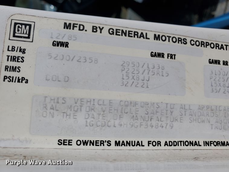 image for item IX9038 1986 Chevrolet C10  pickup truck