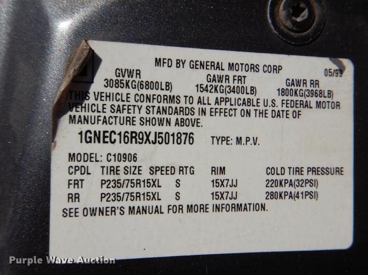 image for item IY9412 1999 Chevrolet Suburban  SUV