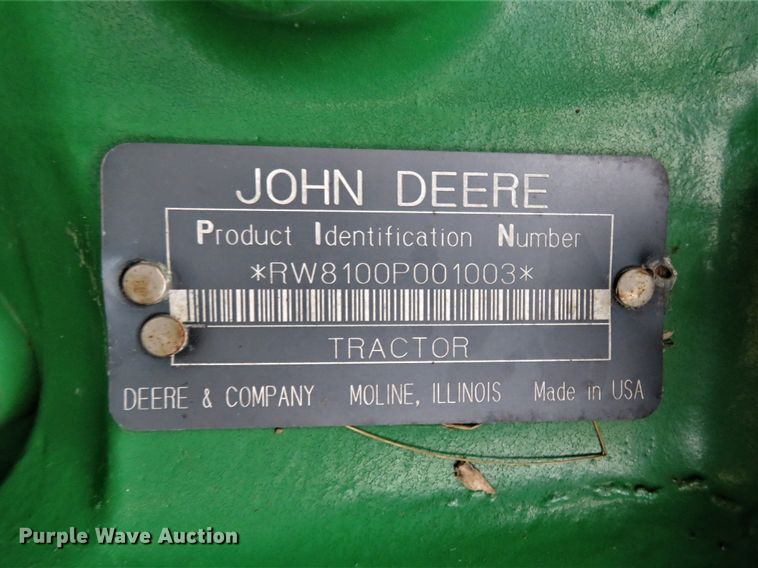 image for item HV9698 1995 John Deere 8100  MFWD tractor