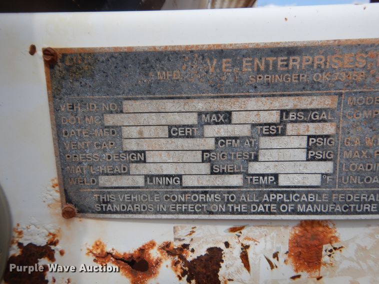 image for item HG9592 2006 VE Enterprises VE-130 vacuum trailer