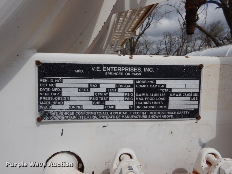 image for item HG9595 2007 VE Enterprises EV-130 vacuum trailer