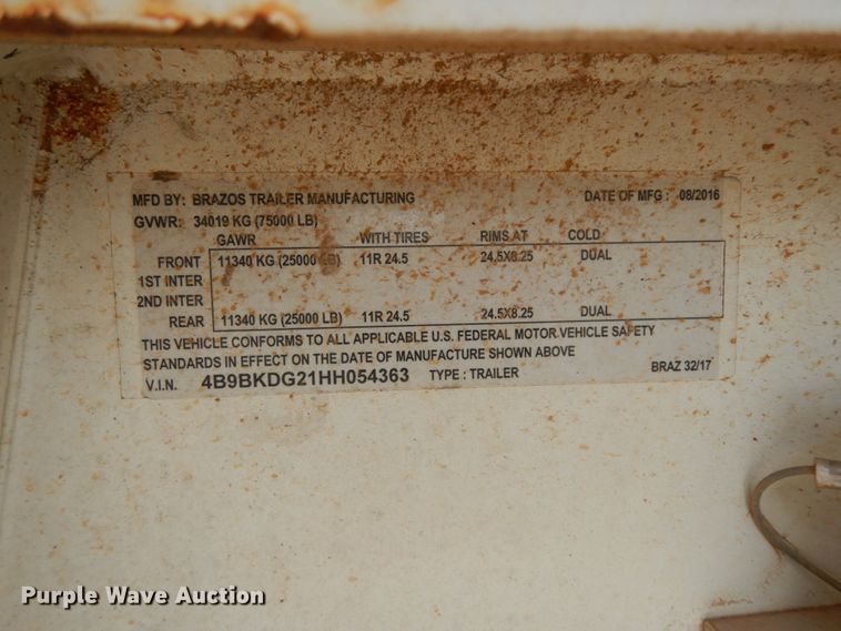 image for item DJ0529 2017 Brazos DP  end dump trailer