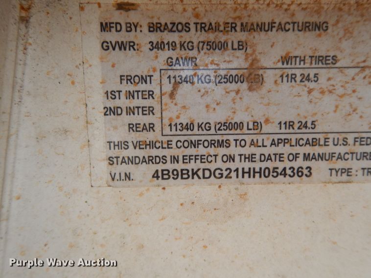 image for item DJ0529 2017 Brazos DP  end dump trailer