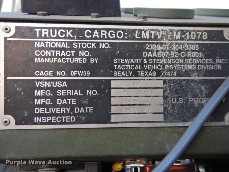 image for item DJ8341 1997 Stewart & Stevenson M1078  flatbed truck