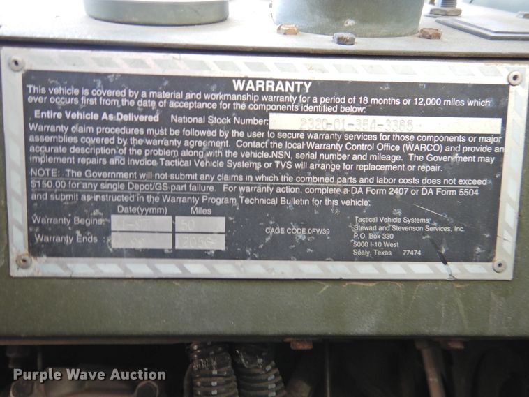 image for item DJ8341 1997 Stewart & Stevenson M1078  flatbed truck
