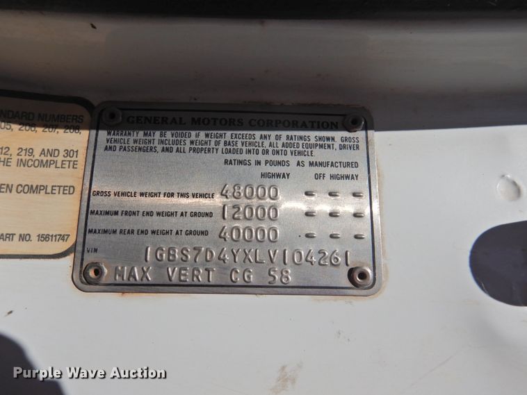 image for item DJ8368 1990 Chevrolet Kodiak C70  dump truck