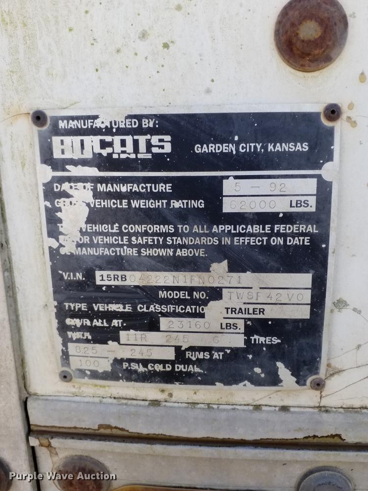 image for item DL0929 1992 Bocats TWSF42VO walking floor trailer