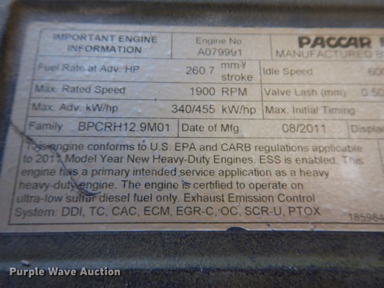 image for item DL4939 2012 Kenworth T800  semi truck