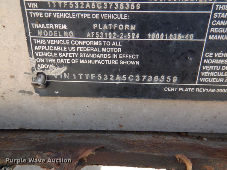 image for item DL4969 2012 Transcraft Benson AF53102-2-524  flatbed trailer