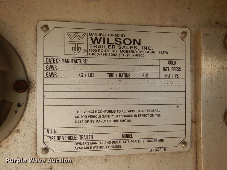 image for item DL4971 2014 Wilson AF1080SS  flatbed trailer