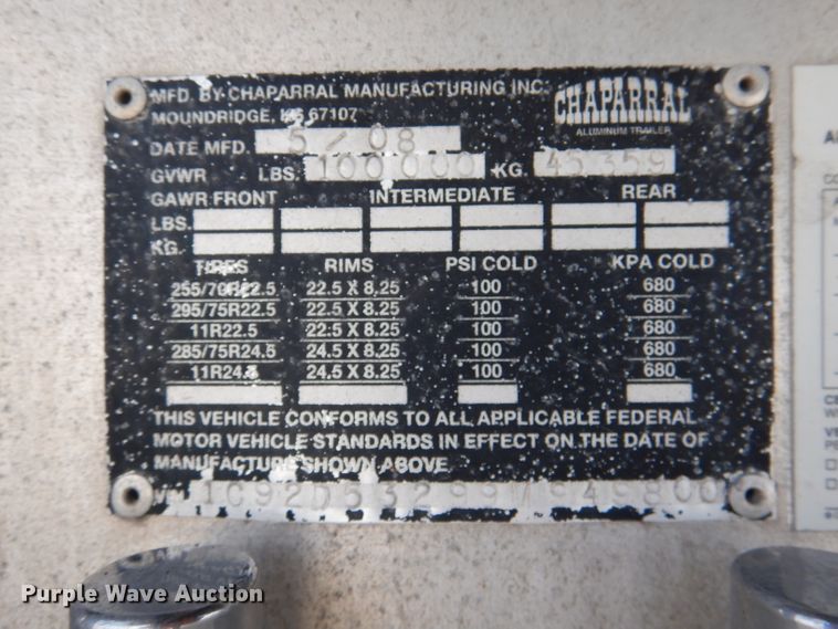 image for item DL4972 2009 Chaparral  drop deck equipment trailer