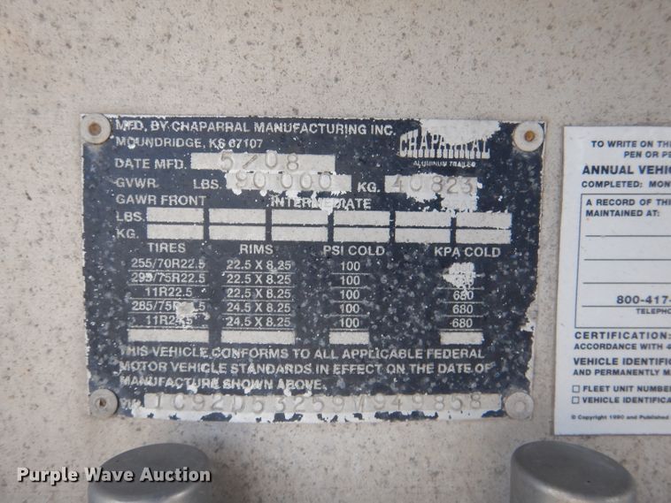 image for item DL4973 2009 Chaparral  drop deck equipment trailer