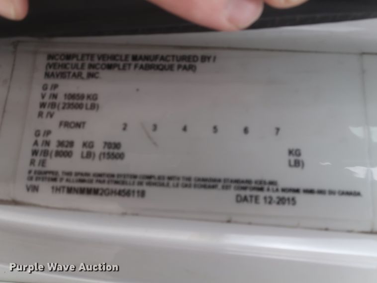 image for item HK9614 2016 International DuraStar 4300  refrigerated delivery truck