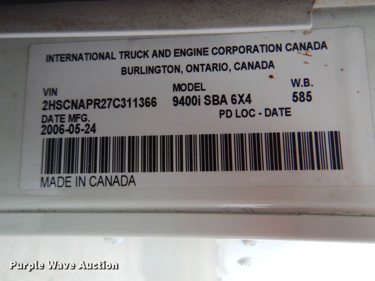 image for item HX9191 2007 International 9400i  semi truck
