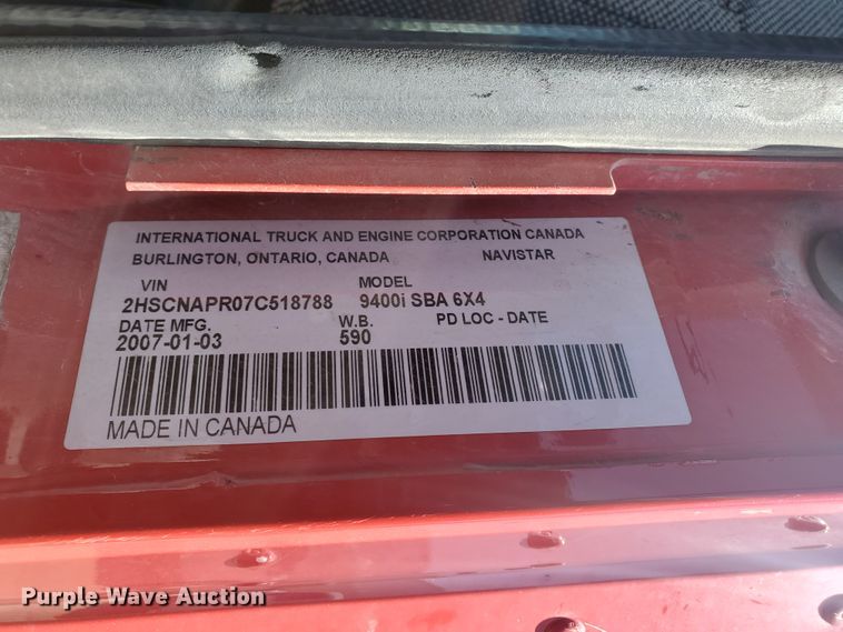 image for item IX9050 2007 International 9400i  semi truck