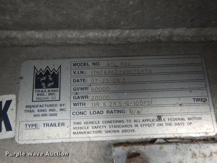 image for item IX9429 2009 Trail King Tri Lite ATL 40  end dump trailer