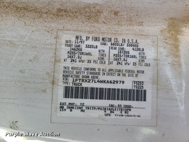 image for item DH5853 1998 Ford F150  SuperCab pickup truck