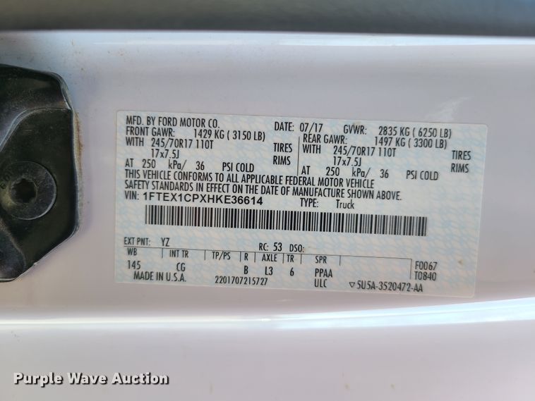 image for item DH5856 2017 Ford F150  SuperCab pickup truck