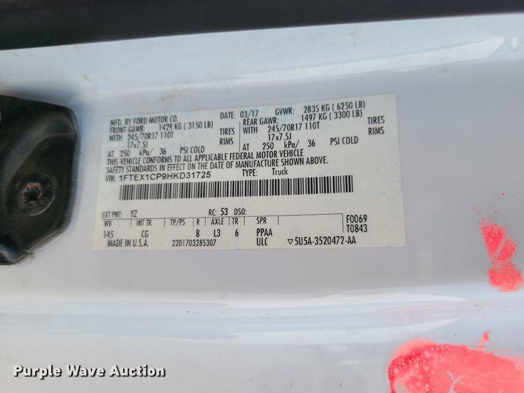 image for item DH5860 2017 Ford F150  SuperCab pickup truck