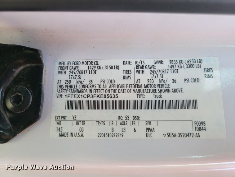 image for item DH5862 2015 Ford F150  SuperCab pickup truck