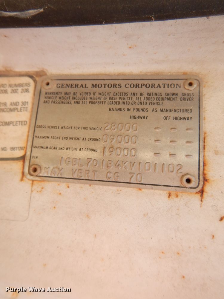 image for item DI8172 1989 Chevrolet C70  truck cab and chassis