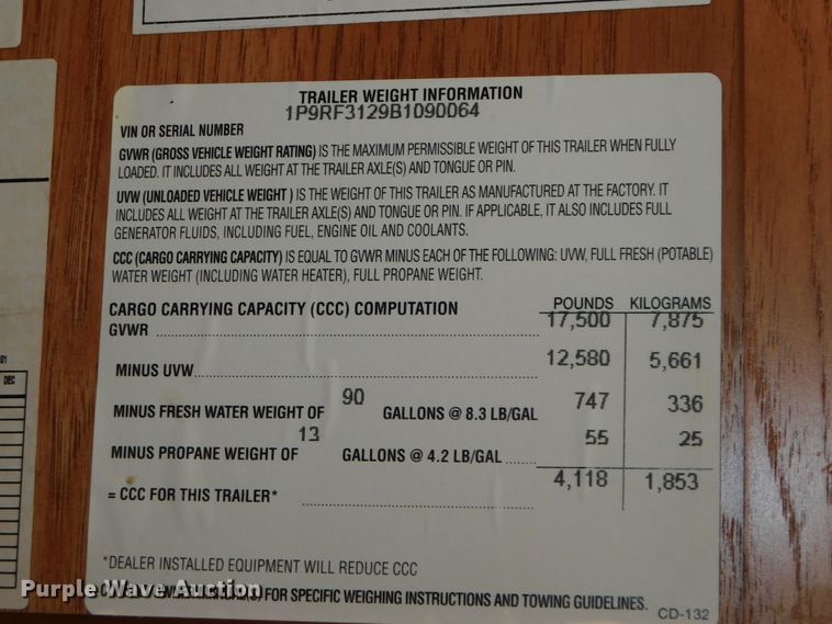 image for item DJ5998 2011 Excell D31RLE  camper