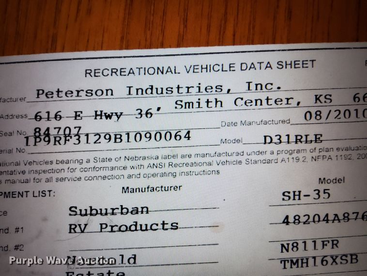 image for item DJ5998 2011 Excell D31RLE  camper