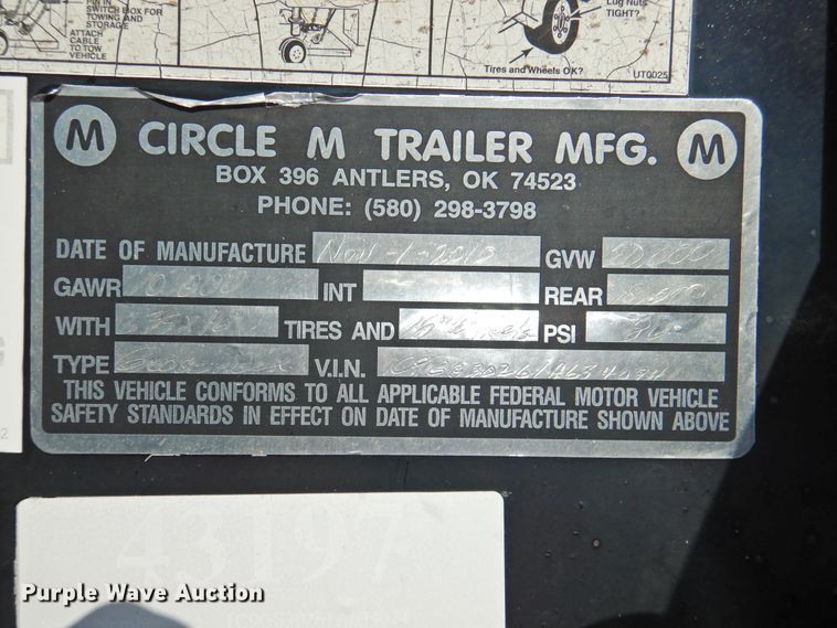 image for item DJ8358 2001 Circle M  equipment trailer