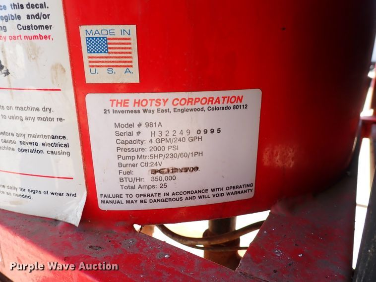 image for item DK4651 Hotsy 981A  pressure washer