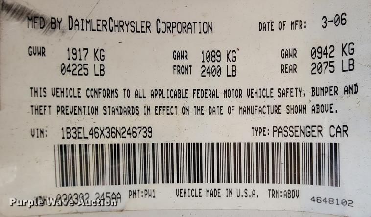 image for item FL9157 2006 Dodge Stratus