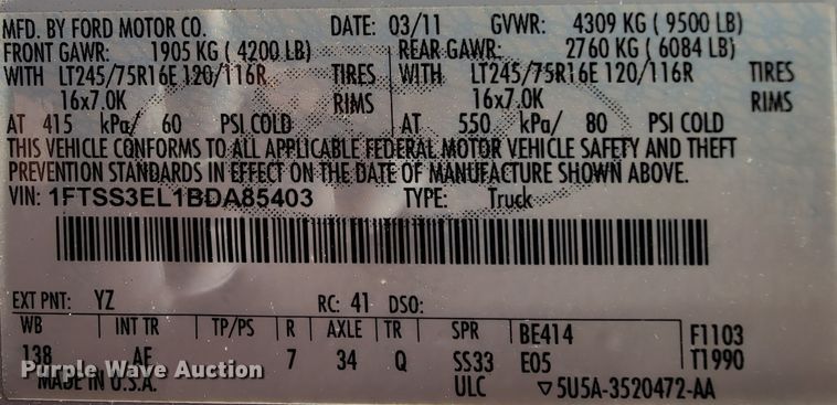 image for item FL9164 2011 Ford E350 Super Duty  handicap accessible van