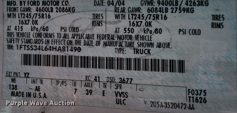 image for item FL9168 2004 Ford E350 Super Duty  handicap accessible van