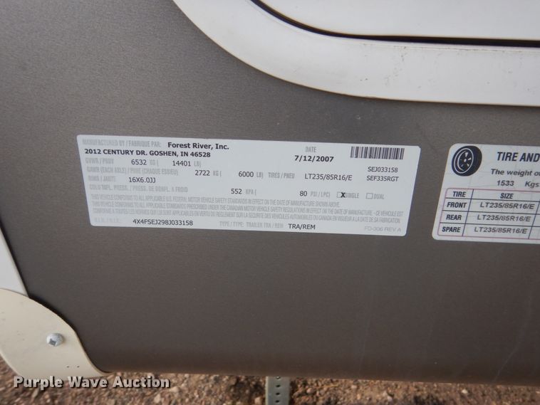 image for item HE9580 2008 Forest River Sierra  camper