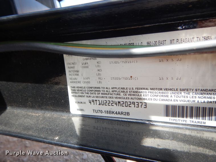 image for item HG9675 1991 Contract Mfg Orange Line TU70  utility trailer