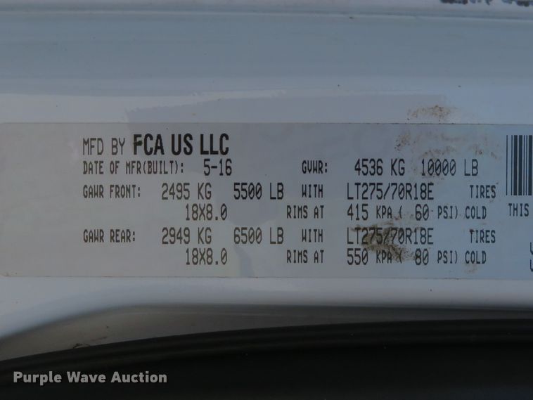 image for item HV9728 2016 Dodge Ram 2500HD  Crew Cab pickup truck